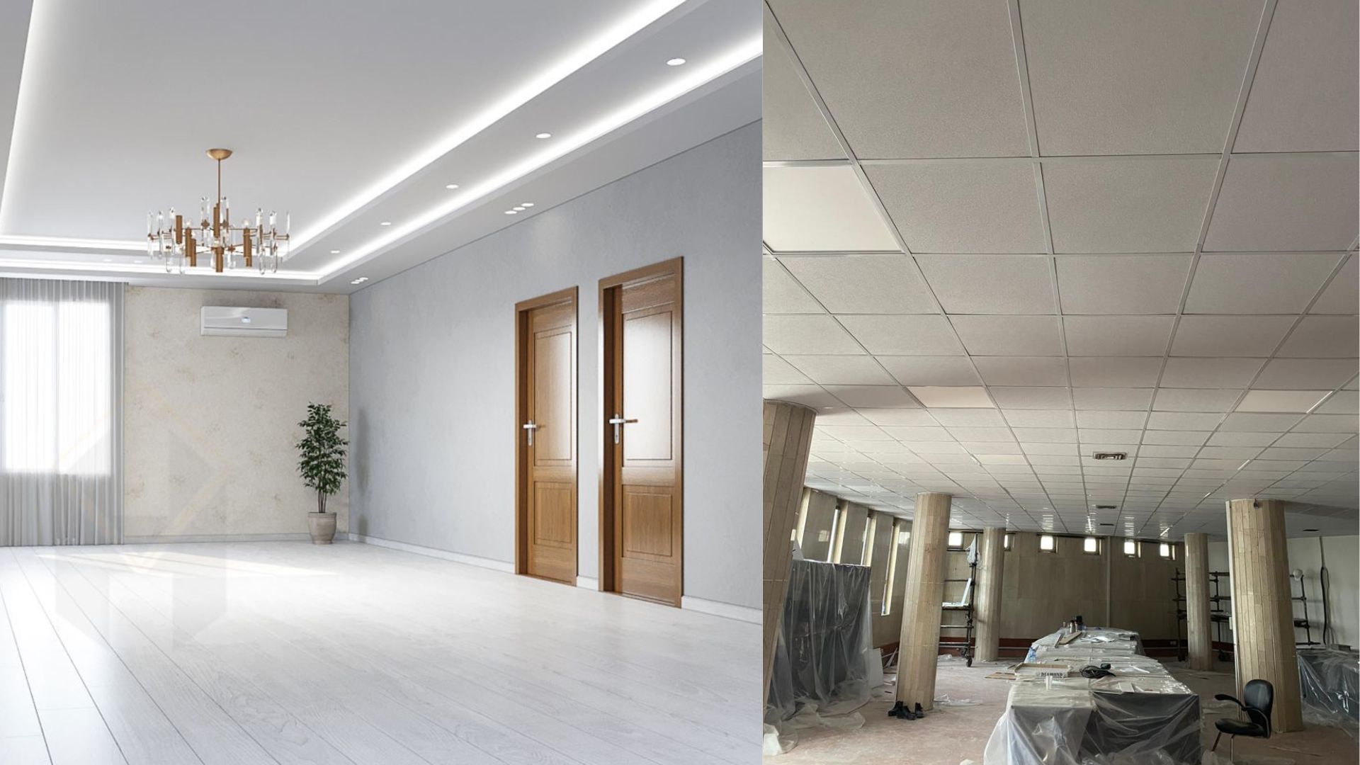 فرق سقف کاذب با کناف